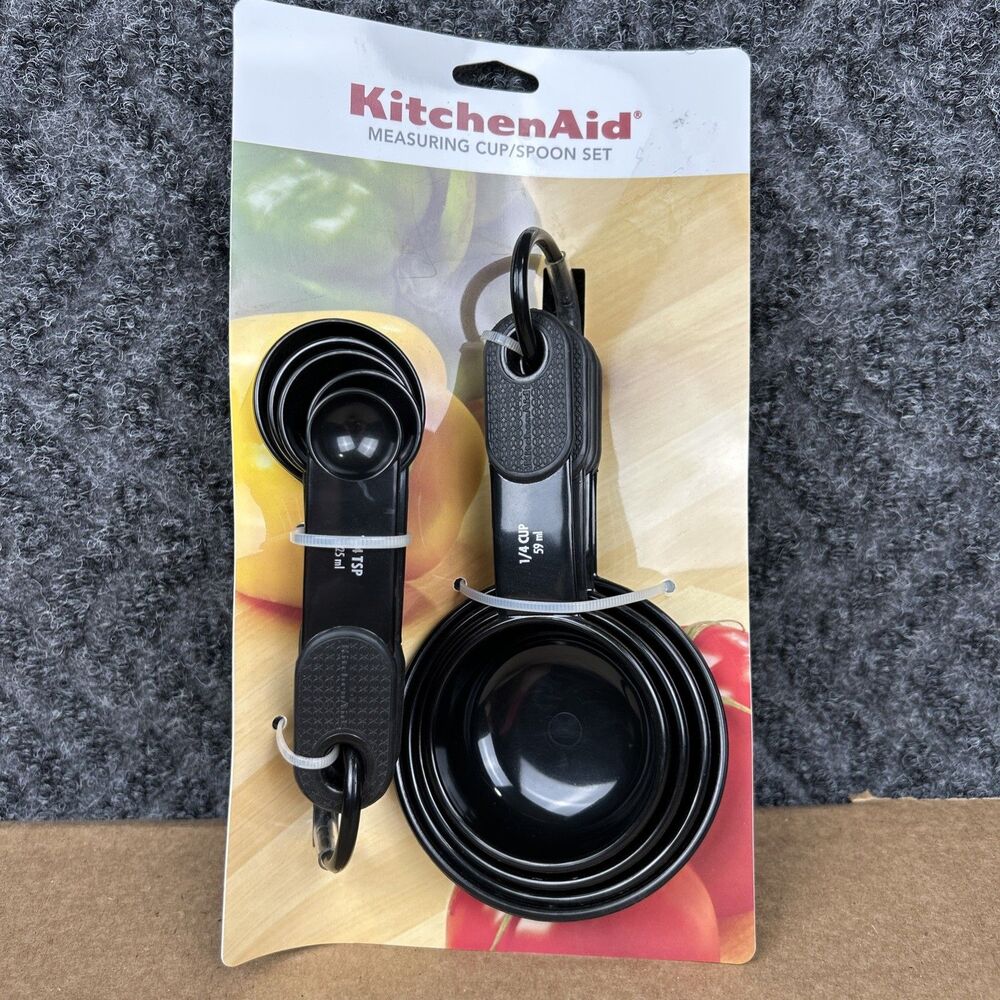 New KitchenAid Black Set of 9 Measuring Cups and Spoons Black